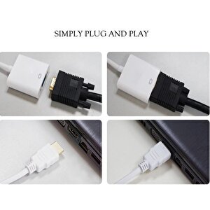 4547 Hdmi To Vga Çevirici Dönüştürücü Adaptör Monitör Laptop Uydu Kablosu