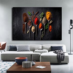Mutfak Kanvas Sanatı – Kaşık Ve Baharat Kanvas Tablosu; Yiyecek Kanvas Baskıları; Büyük Kanvas; Mutf 80x160 cm