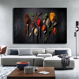 Mutfak Kanvas Sanatı – Kaşık Ve Baharat Kanvas Tablosu; Yiyecek Kanvas Baskıları; Büyük Kanvas; Mutf 100x150 cm