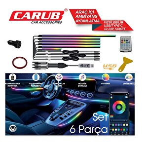 Carub Araç İçi Ambiyans Wifi Kontrol Usb 6 Parça