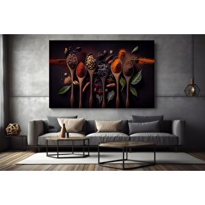 Mutfak Kanvas Sanatı; Kaşık Ve Baharat Tablosu; Yiyecek Kanvasları; Büyük Kanvas Tablo; Mutfak Duvar