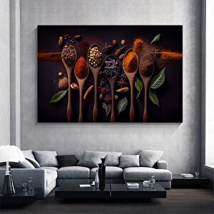 Mutfak Kanvas Sanatı; Kaşık Ve Baharat Tablosu; Yiyecek Kanvasları; Büyük Kanvas Tablo; Mutfak Duvar