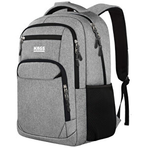 Haegs Laptop Sırt Çantası, Multi Cepli İş Seyahat Çantası, Dizüstükolej Bilgisayar Çantası, Kadınlar Ve Erkekler İçin Çok Bölmeli Organizer Çanta - Gri