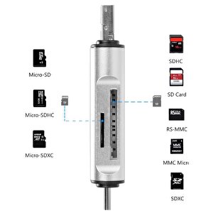 4858 Type C Usb Kart Okuyucu Micro Sd Card Reader Çevirici Dönüştürücü Adaptör
