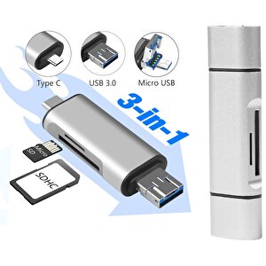 4858 Type C Usb Kart Okuyucu Micro Sd Card Reader Çevirici Dönüştürücü Adaptör