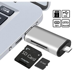 4858 Type C Usb Kart Okuyucu Micro Sd Card Reader Çevirici Dönüştürücü Adaptör