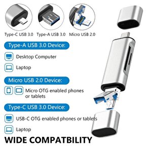 4858 Type C Usb Kart Okuyucu Micro Sd Card Reader Çevirici Dönüştürücü Adaptör