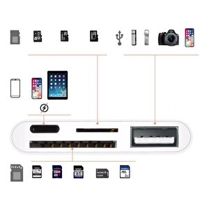 4333 Apple Lightning To Usb Lightning Micro Sd Tf Kart Okuyucu Çevirici Dönüştürücü Adaptör