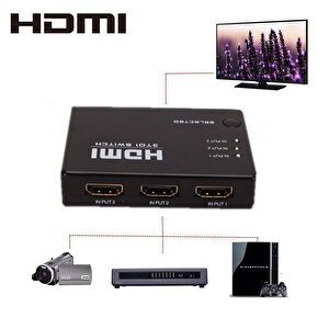 4678 3 Port Hdmi Switch Çoklayıcı Çoğaltıcı Kumandalı