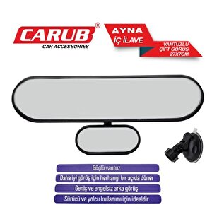 Carub Ayna Çift Görüş İç İlave Vantuzlu27x7cm Siyah