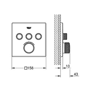 Smartcontrol Akış Kontrollü Ankastre Termostatik Banyo Bataryası (3 Yollu, Sıva Üstü Grubu), Altın - 29126gl0