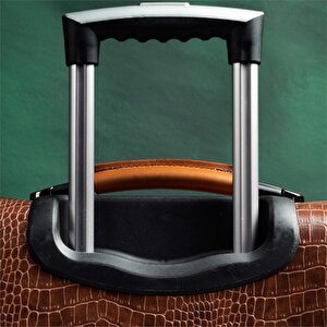 Retro Kroko Özel Üretim Vintage Kabin Boy Pilot Valiz Kahve