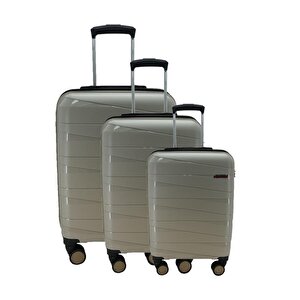 Las Vegas Polo Polipropilen Üçlü Valiz Set Bej