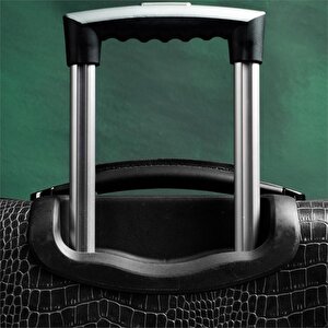 Retro Kroko Özel Üretim Vintage Kabin Boy Pilot Valiz Siyah