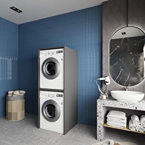 Babil Çamaşır Ve Kurutma Makinesi Dolabı Banyo Dolabı Füme- Montaj Dahil