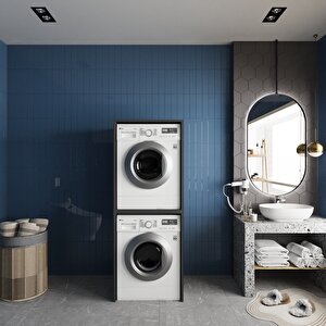 Babil Çamaşır Ve Kurutma Makinesi Dolabı Banyo Dolabı Füme- Montaj Dahil