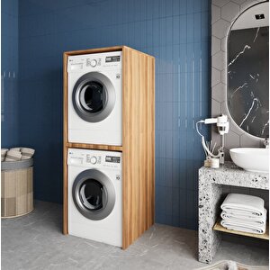 Babil Çamaşır Ve Kurutma Makinesi Dolabı Banyo Dolabı Ceviz- Montaj Dahil
