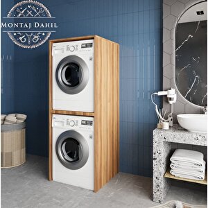 Babil Çamaşır Ve Kurutma Makinesi Dolabı Banyo Dolabı Ceviz- Montaj Dahil
