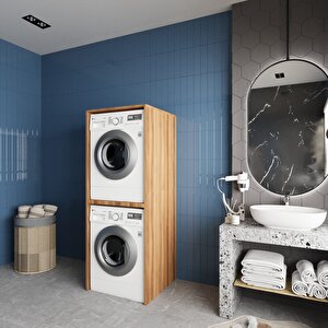 Babil Çamaşır Ve Kurutma Makinesi Dolabı Banyo Dolabı Ceviz- Montaj Dahil