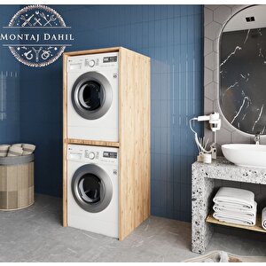 Babil Çamaşır Ve Kurutma Makinesi Dolabı Banyo Dolabı Çam- Montaj Dahil