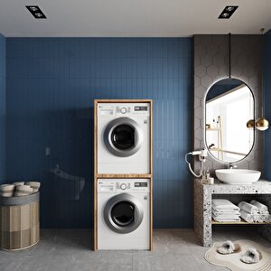 Babil Çamaşır Ve Kurutma Makinesi Dolabı Banyo Dolabı Çam- Montaj Dahil