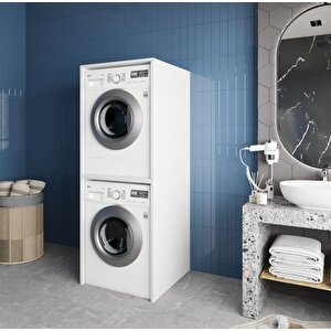 Babil Çamaşır Ve Kurutma Makinesi Dolabı Banyo Dolabı Beyaz- Montaj Dahil