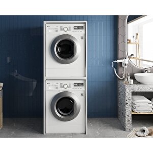 Babil Çamaşır Ve Kurutma Makinesi Dolabı Banyo Dolabı Beyaz- Montaj Dahil