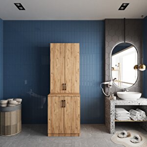 Aspen Çamaşır Ve Kurutma Makinesi Dolabı Banyo Dolabı Çam- Montaj Dahil