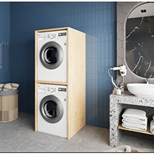 Babil Çamaşır Ve Kurutma Makinesi Dolabı Banyo Dolabı Meşe- Montaj Dahil