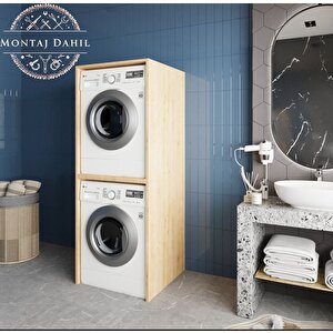 Babil Çamaşır Ve Kurutma Makinesi Dolabı Banyo Dolabı Meşe- Montaj Dahil