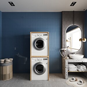 Babil Çamaşır Ve Kurutma Makinesi Dolabı Banyo Dolabı Meşe- Montaj Dahil