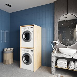 Babil Çamaşır Ve Kurutma Makinesi Dolabı Banyo Dolabı Meşe- Montaj Dahil