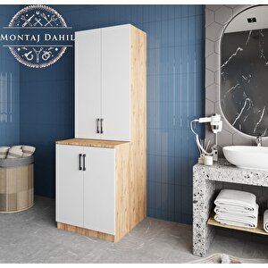 Aspen Çamaşır Ve Kurutma Makinesi Dolabı Banyo Dolabı Çam Beyaz- Montaj Dahil