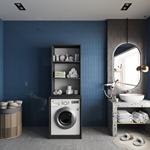 Aspen Çamaşır Ve Kurutma Makinesi Dolabı Banyo Dolabı Füme Beyaz- Montaj Dahil
