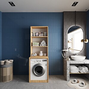 Aspen Çamaşır Ve Kurutma Makinesi Dolabı Banyo Dolabı Meşe- Montaj Dahil