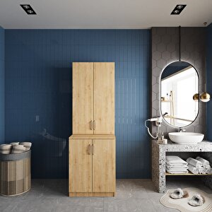 Aspen Çamaşır Ve Kurutma Makinesi Dolabı Banyo Dolabı Meşe- Montaj Dahil