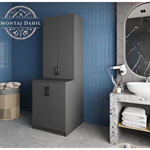 Aspen Çamaşır Ve Kurutma Makinesi Dolabı Banyo Dolabı Füme- Montaj Dahil