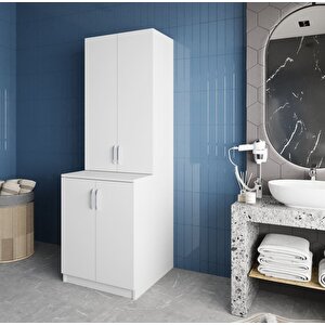 Aspen Çamaşır Ve Kurutma Makinesi Dolabı Banyo Dolabı Beyaz- Montaj Dahil