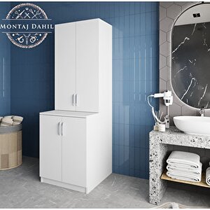 Aspen Çamaşır Ve Kurutma Makinesi Dolabı Banyo Dolabı Beyaz- Montaj Dahil