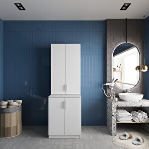 Aspen Çamaşır Ve Kurutma Makinesi Dolabı Banyo Dolabı Beyaz- Montaj Dahil