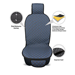 Blueline Serisi Terletmez Dokuma Kumaş Oto Koltuk Koruyucu Kılıfı Ön Ve Arka Koltuk Takım