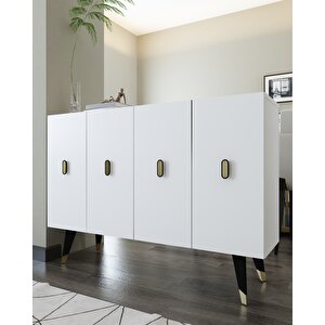 8168km-32ct Konsol,kahve Köşesi̇,ayakkabilik,ofi̇s Evrak Dolabi,mutfak Ki̇ler Dolabi,tv Üni̇tesi̇-BA Beyaz-Altın