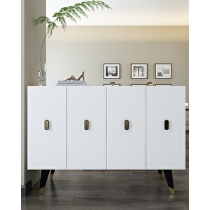 8168km-32ct Konsol,kahve Köşesi̇,ayakkabilik,ofi̇s Evrak Dolabi,mutfak Ki̇ler Dolabi,tv Üni̇tesi̇-BA Beyaz-Altın