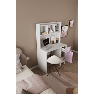 Df09107 Çekmeceli Kapaklı Kitaplıklı Çalışma Masası