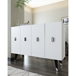 8168km-32ct Konsol,kahve Köşesi̇,ayakkabilik,ofi̇s Evrak Dolabi,mutfak Ki̇ler Dolabi,tv Üni̇tesi̇-BG Beyaz-Gümüş