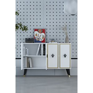 8178km-32ct Konsol,kahve Köşesi̇,ayakkabilik,ofi̇s Evrak Dolabi,mutfak Ki̇ler Dolabi,tv Üni̇tesi̇-BSA Beyaz-Altın