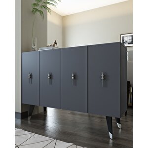 8167km-32ct Konsol,kahve Köşesi̇,ayakkabilik,ofi̇s Evrak Dolabi,mutfak Ki̇ler Dolabi,tv Üni̇tesi̇-AG Antrasit Gümüş