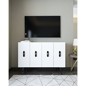 8170km-32ct Konsol,kahve Köşesi̇,ayakkabilik,ofi̇s Evrak Dolabi,mutfak Ki̇ler Dolabi,tv Üni̇tesi̇-BSA Beyaz-Altın