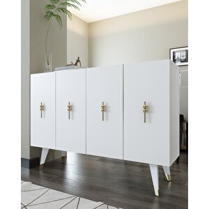 8167km-32ct Konsol,kahve Köşesi̇,ayakkabilik,ofi̇s Evrak Dolabi,mutfak Ki̇ler Dolabi,tv Üni̇tesi̇-BA Beyaz-Altın