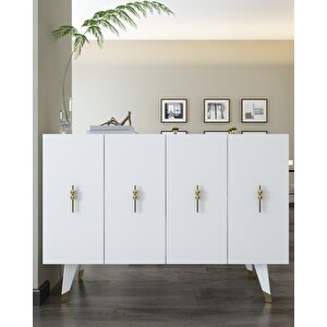 8167km-32ct Konsol,kahve Köşesi̇,ayakkabilik,ofi̇s Evrak Dolabi,mutfak Ki̇ler Dolabi,tv Üni̇tesi̇-BA Beyaz-Altın